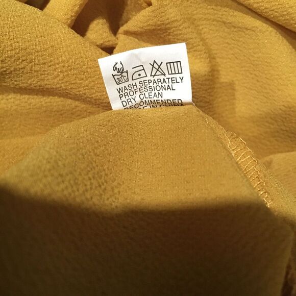 NEW andthewhy Women Sz M Blouse Yellow Mustard Long Sleeve Off The Shoulder Boho - Picture 6 of 12